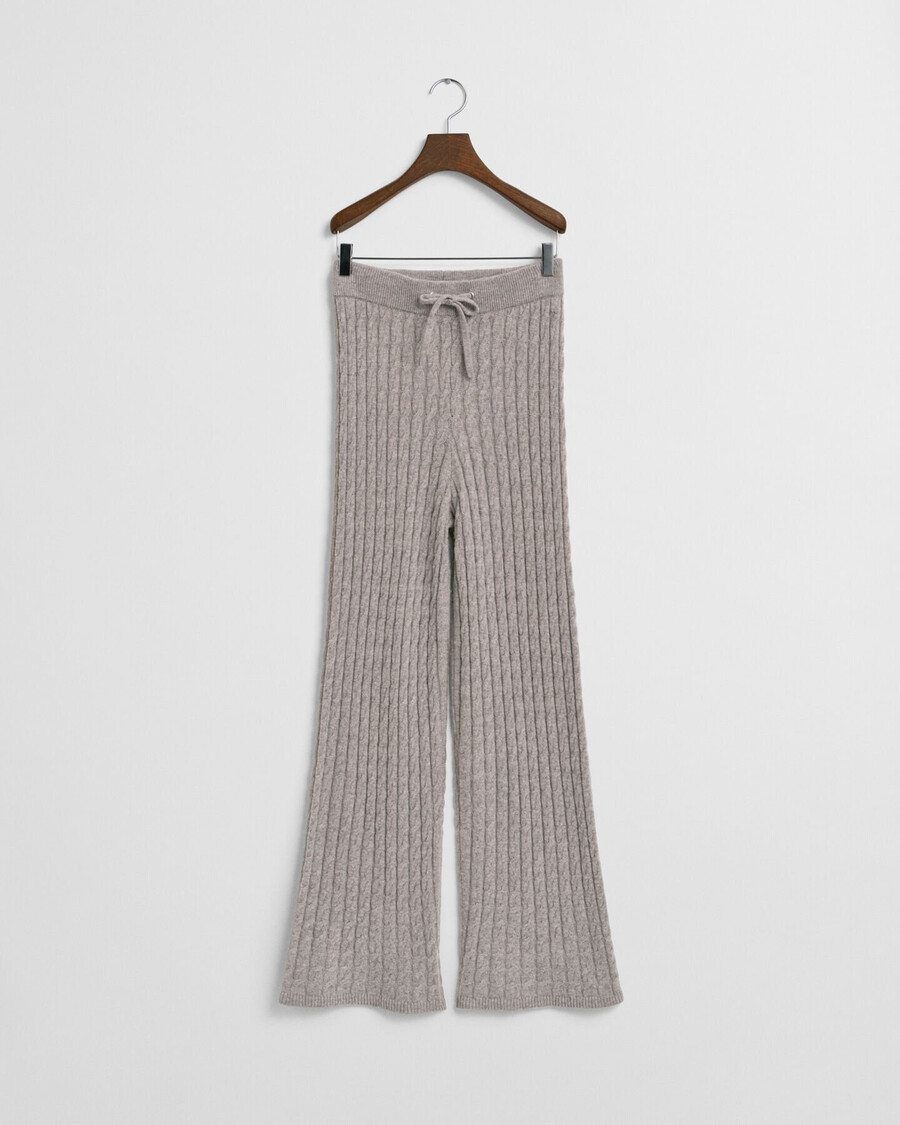 cable knit wool pants - taupe beige