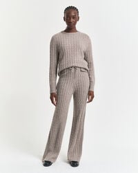 cable knit wool pants - taupe beige