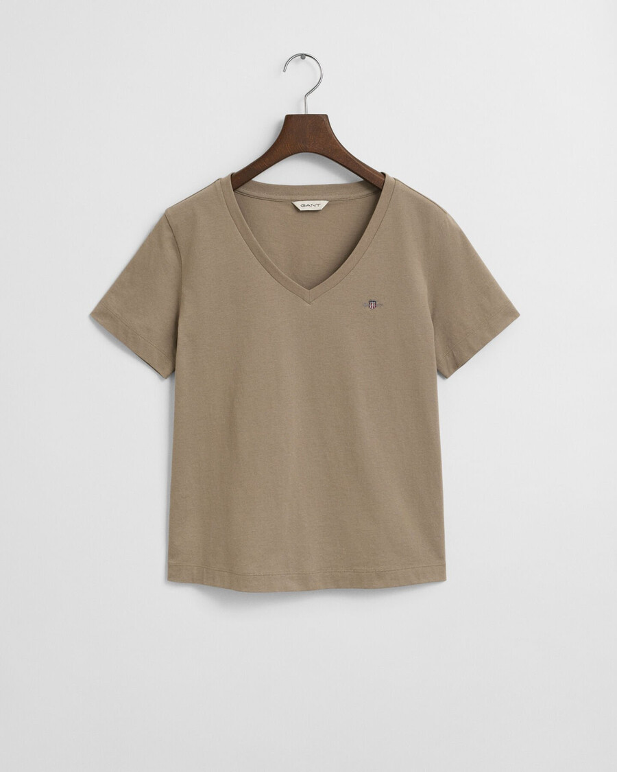 shield vneck tshirt - taupe beige