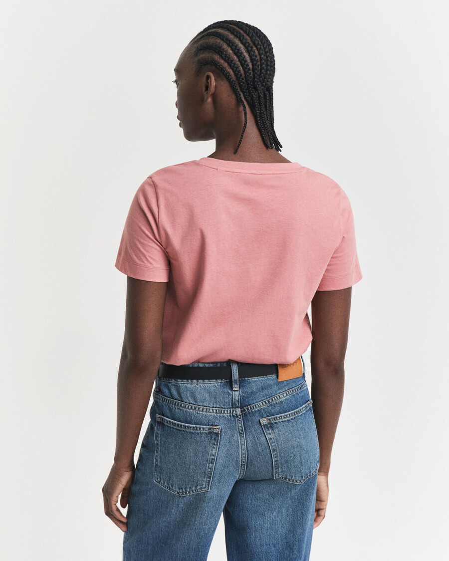 shield vneck tshirt - faded brick