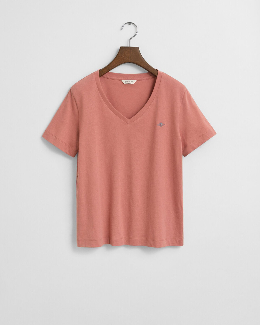 shield vneck tshirt - faded brick