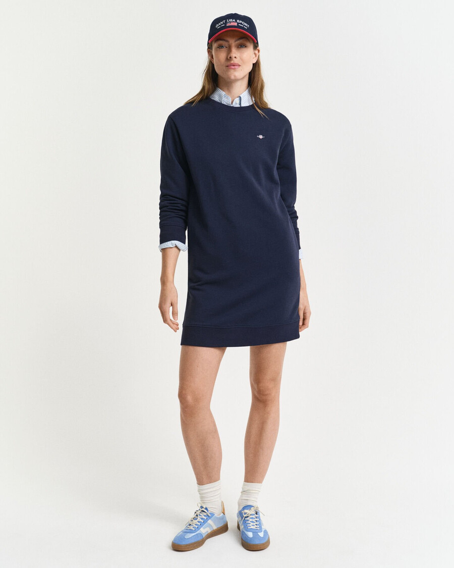 shield crew neck sweat dress - evening blue