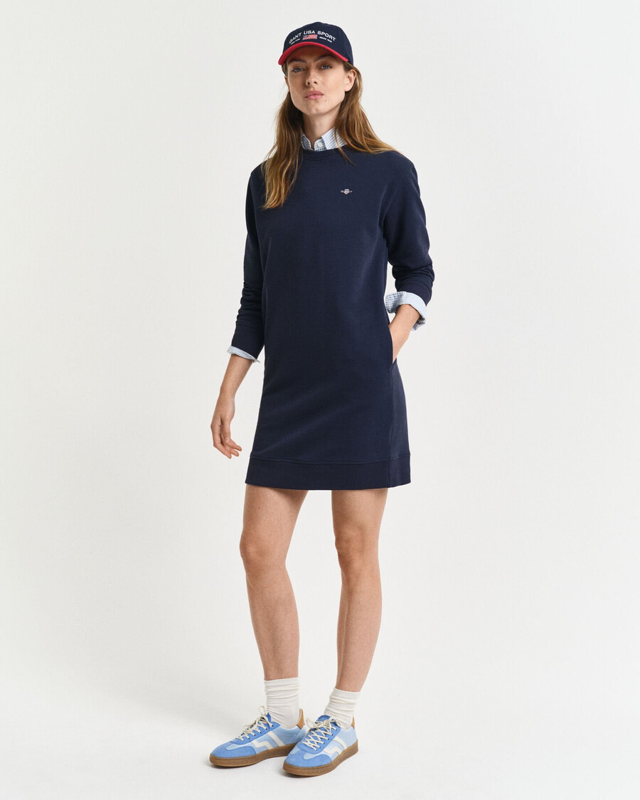 shield crew neck sweat dress - evening blue