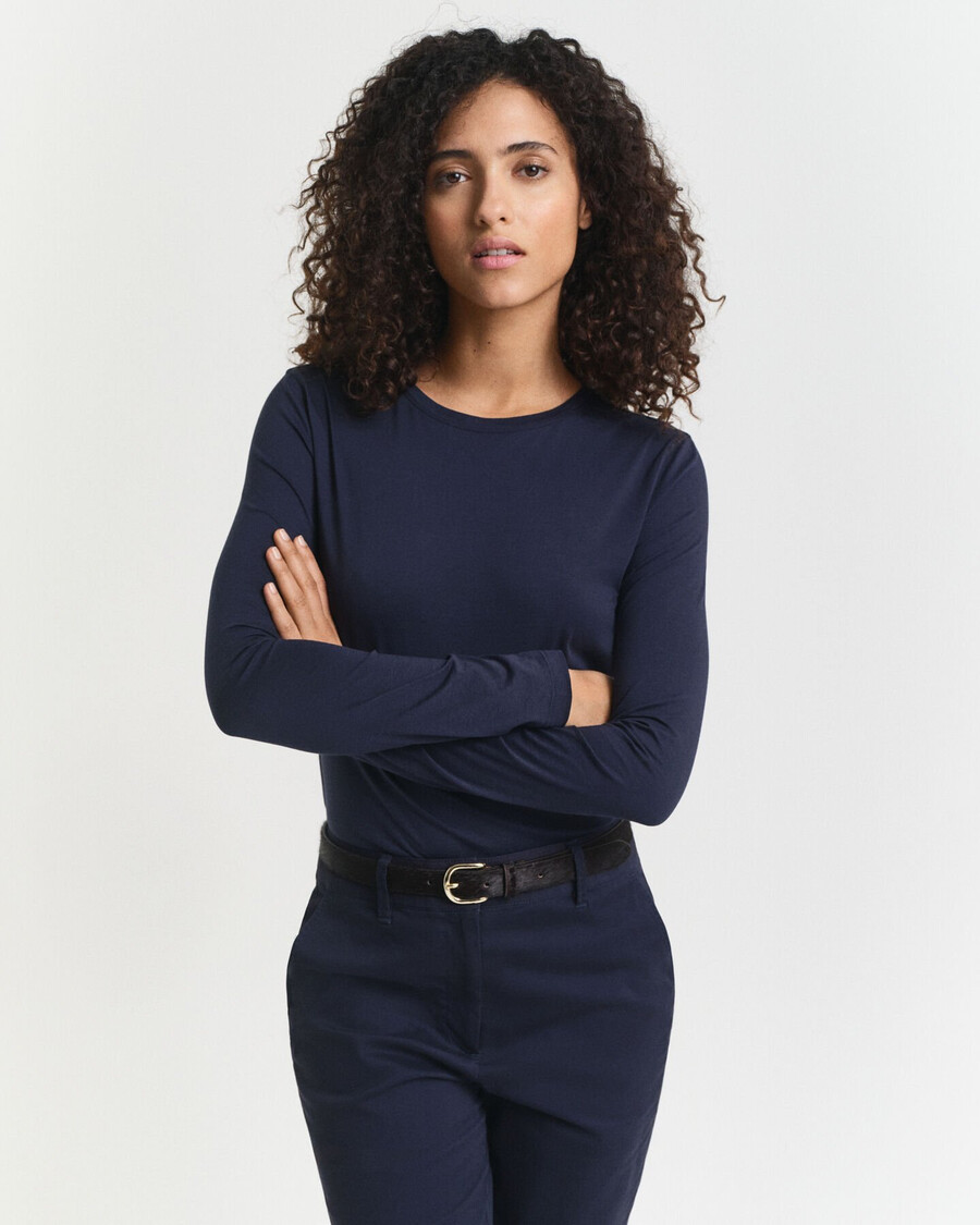 light cotton long sleeve tshirt - evening blue