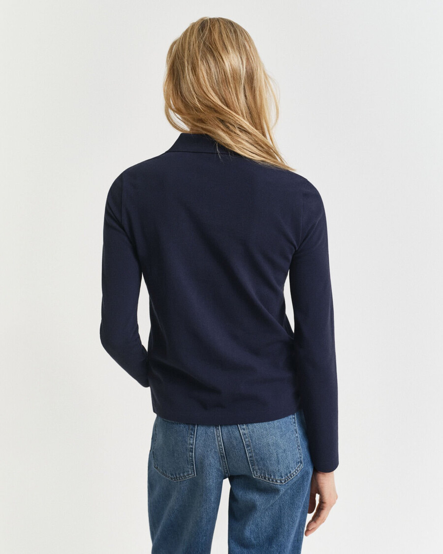 long sleeve piqué polo shirt - evening blue