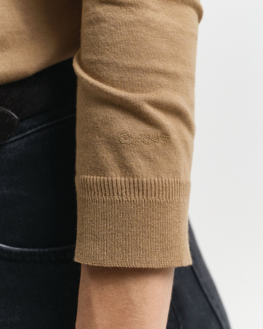 seamless buttoned long sleeve polo shirt - warm khaki