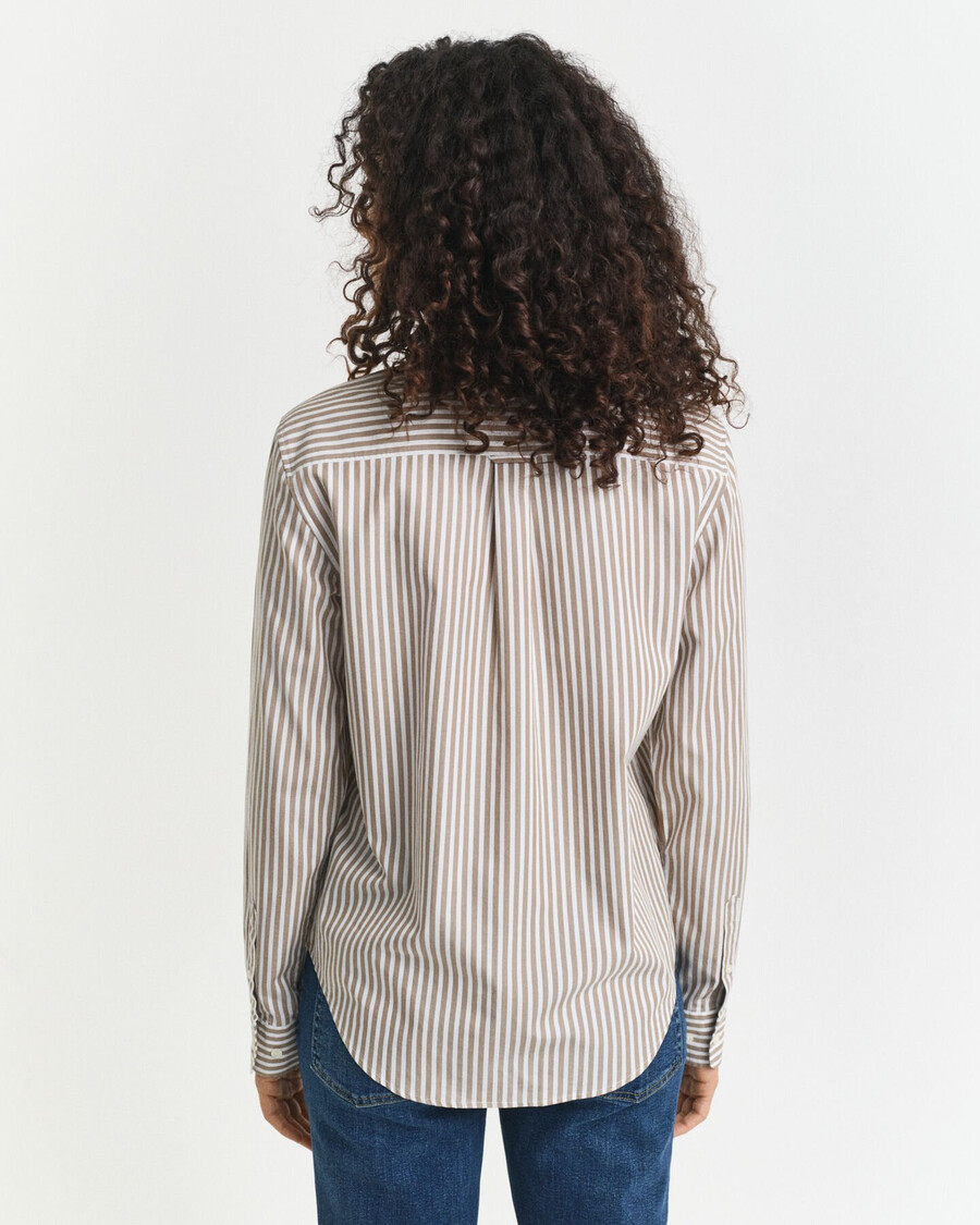 regular fit classic striped poplin shirt - taupe beige