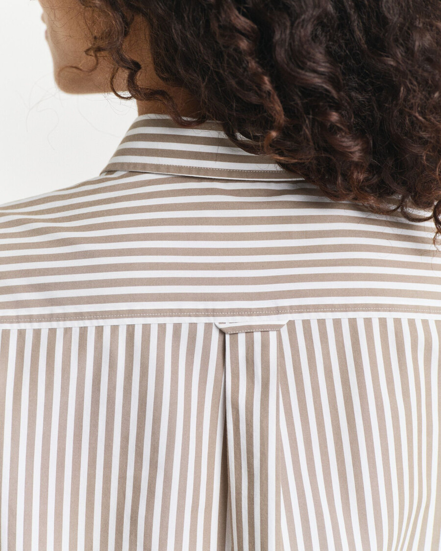 regular fit classic striped poplin shirt - taupe beige