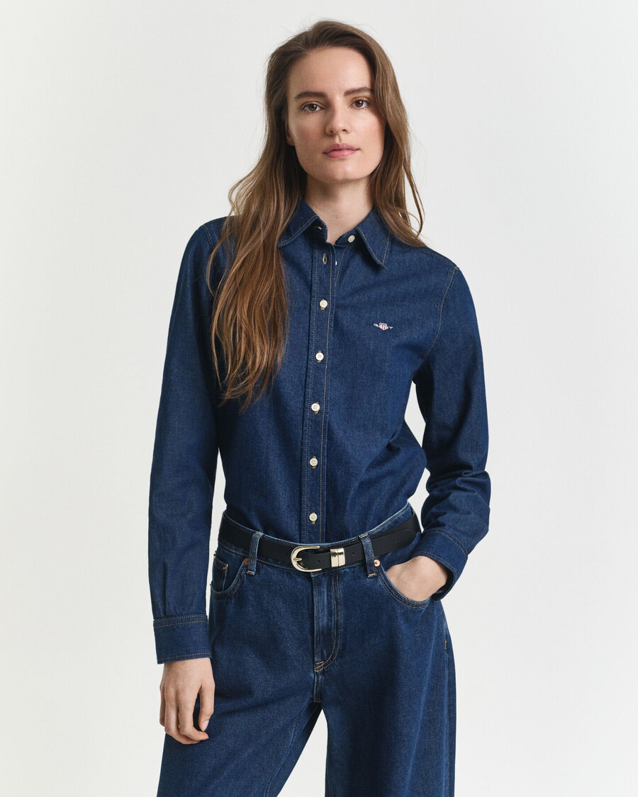 regular fit denim shirt - dark blue
