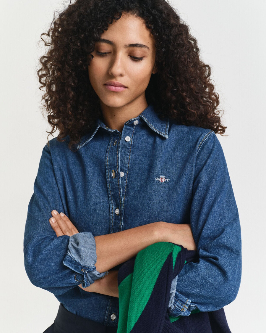 regular fit denim shirt - indigo