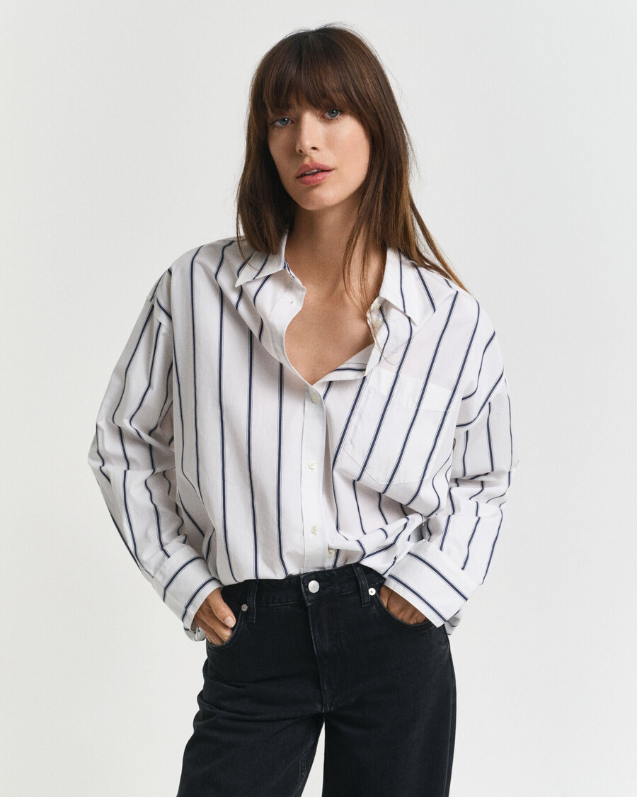 oversized classic striped poplin shirt - persian blue