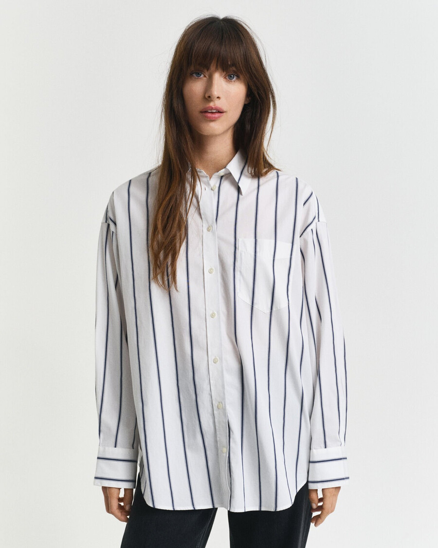 oversized classic striped poplin shirt - persian blue