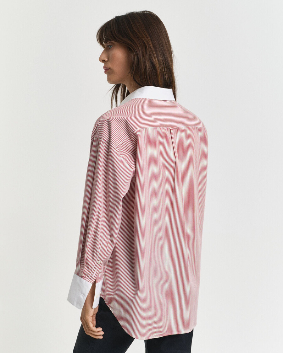 oversized contrast collar striped shirt - modern rust