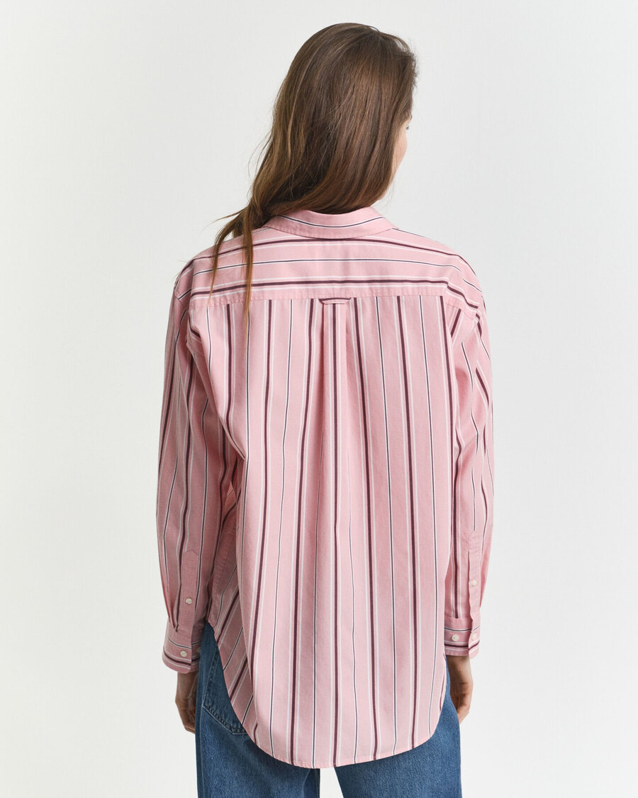 relaxed fit classic striped poplin shirt - summer rose