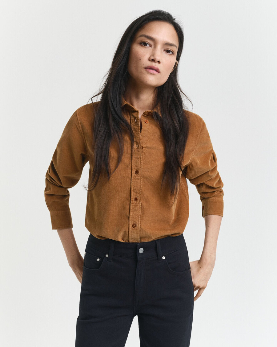 regular fit corduroy shirt - whiskey brown