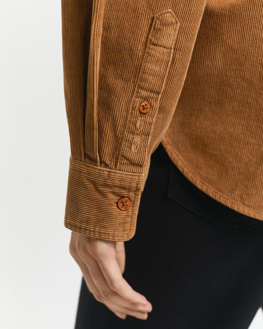 regular fit corduroy shirt - whiskey brown