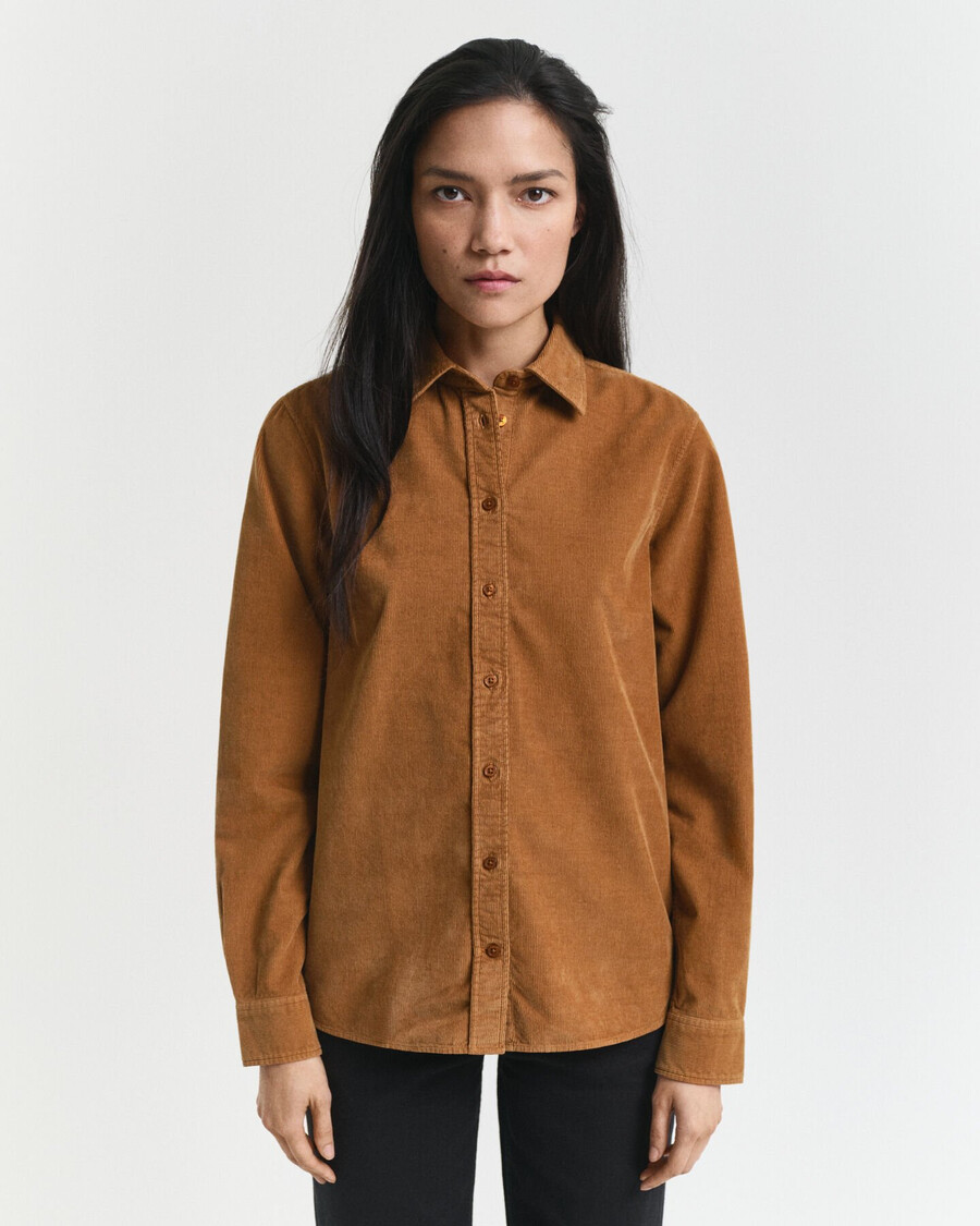 regular fit corduroy shirt - whiskey brown