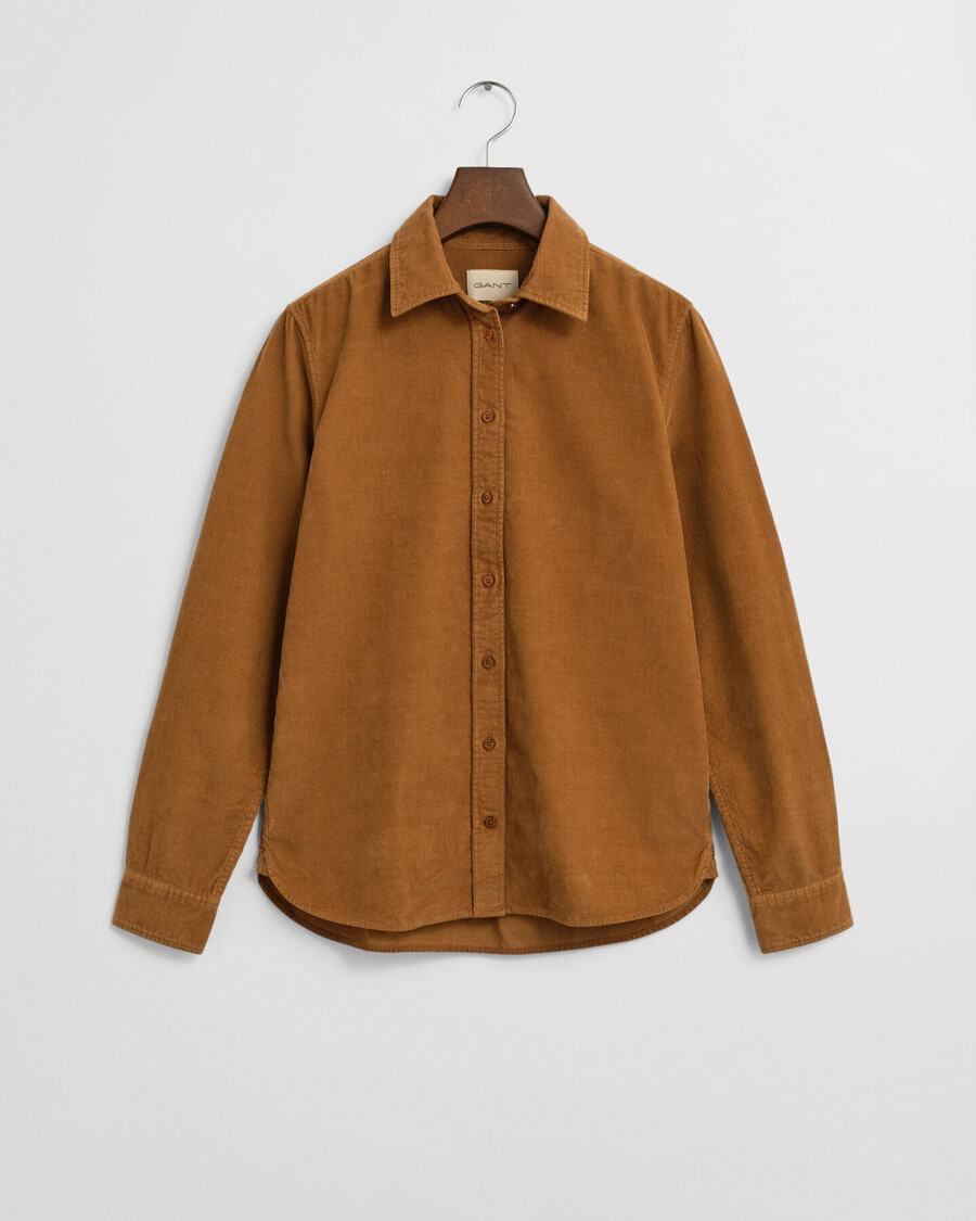 regular fit corduroy shirt - whiskey brown