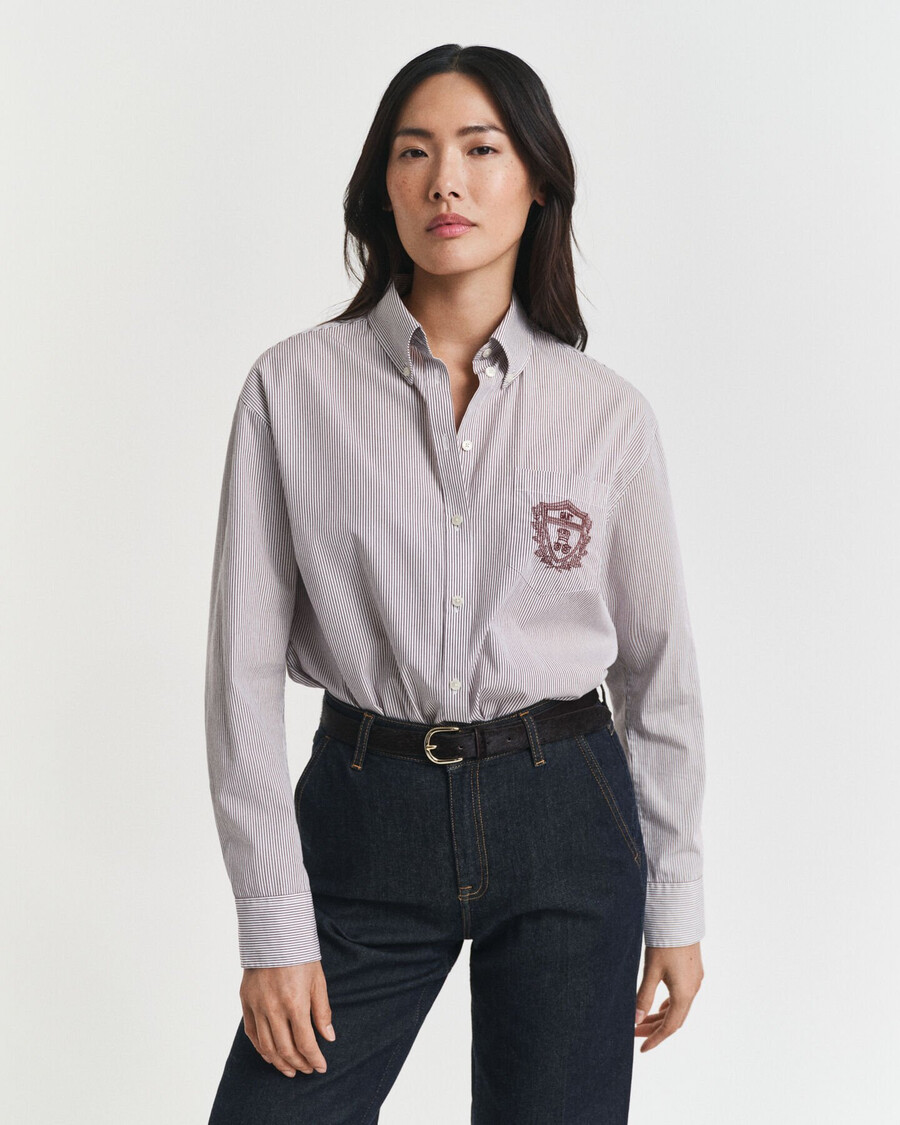 relaxed fit classic poplin graphic shirt - plum wine