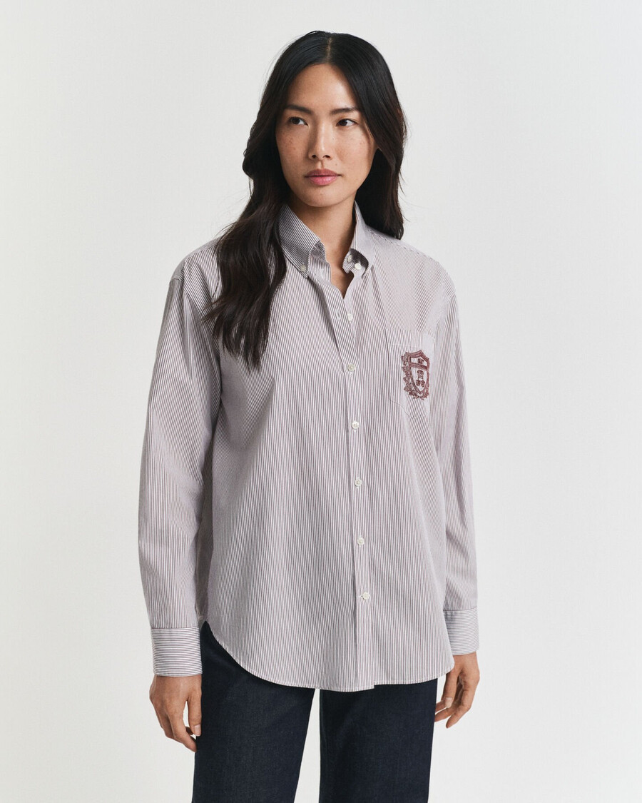 relaxed fit classic poplin graphic shirt - plum wine