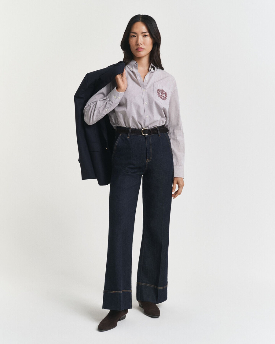 relaxed fit classic poplin graphic shirt - plum wine