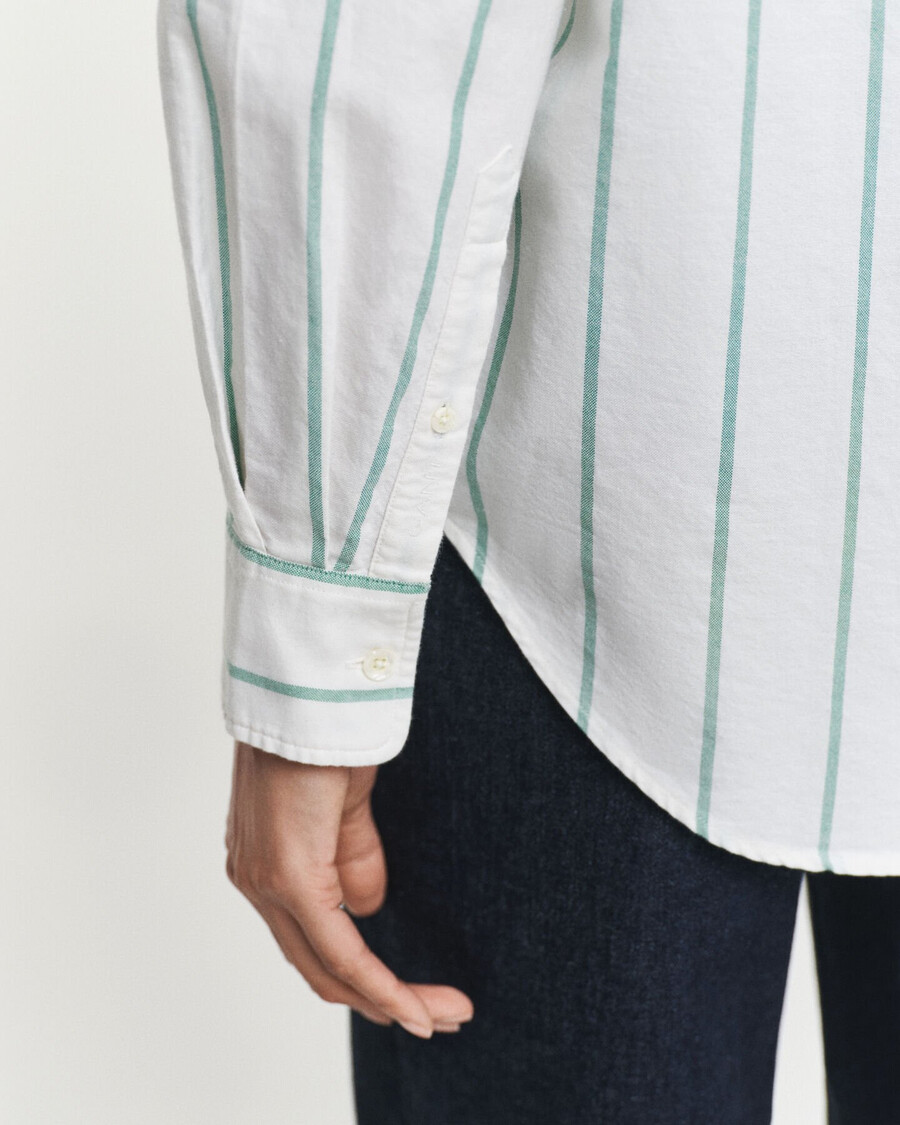 relaxed fit classic striped oxford shirt - bold green