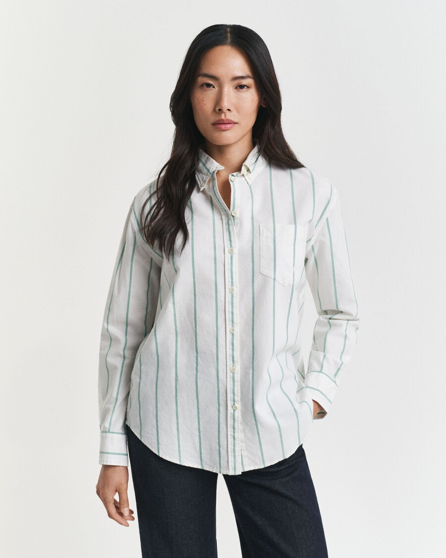 relaxed fit classic striped oxford shirt - bold green