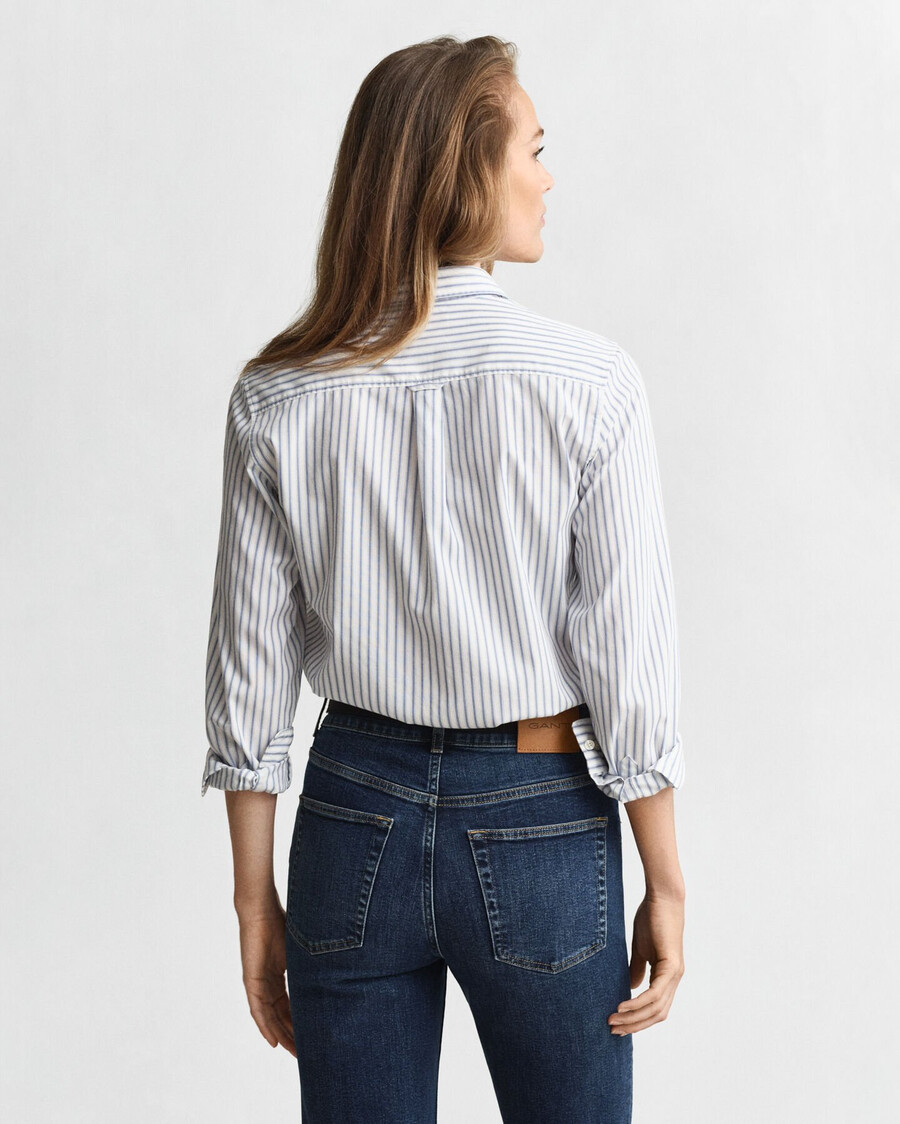 regular fit striped poplin shirt - eggshell