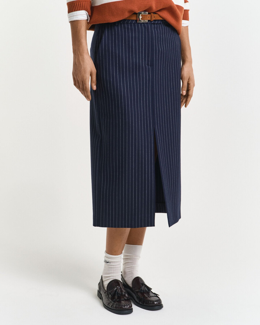 pinstriped midi skirt - evening blue