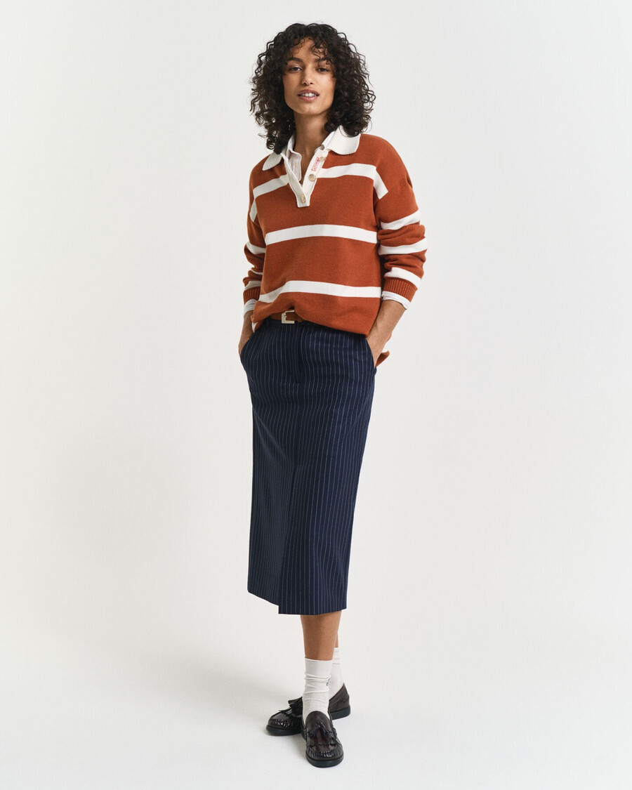 pinstriped midi skirt - evening blue