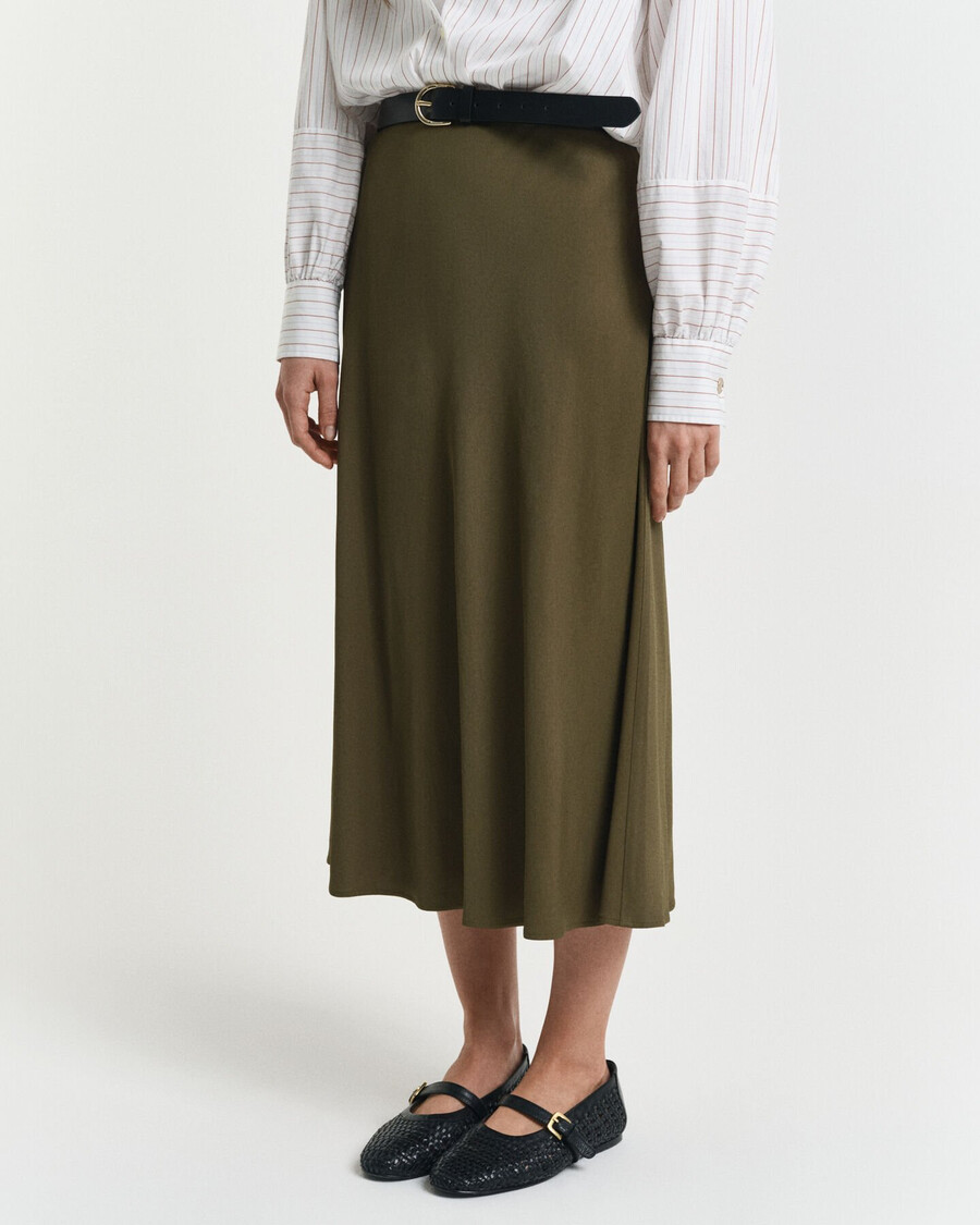 fluid midi skirt - moss green