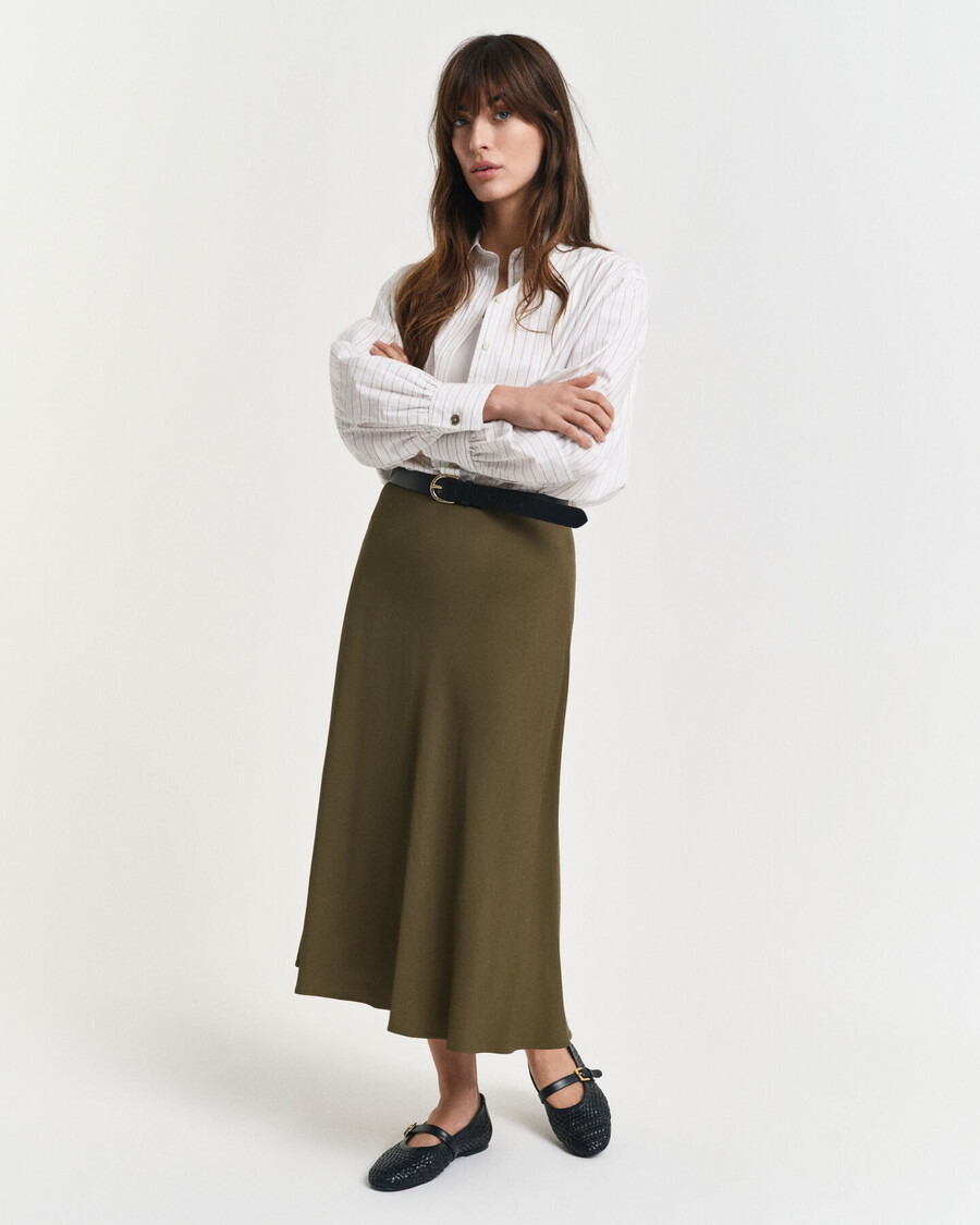 fluid midi skirt - moss green