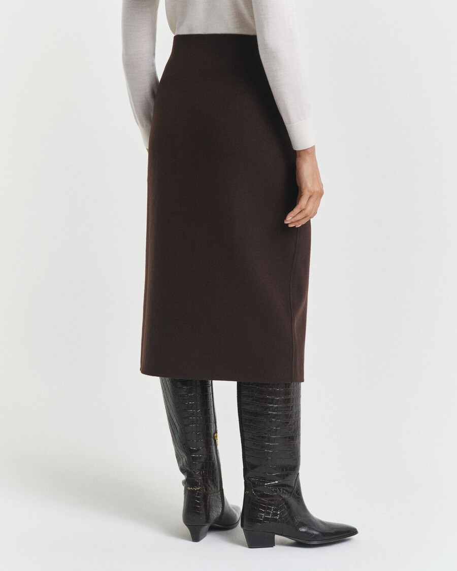 midi handstitched wrap skirt - deep brown