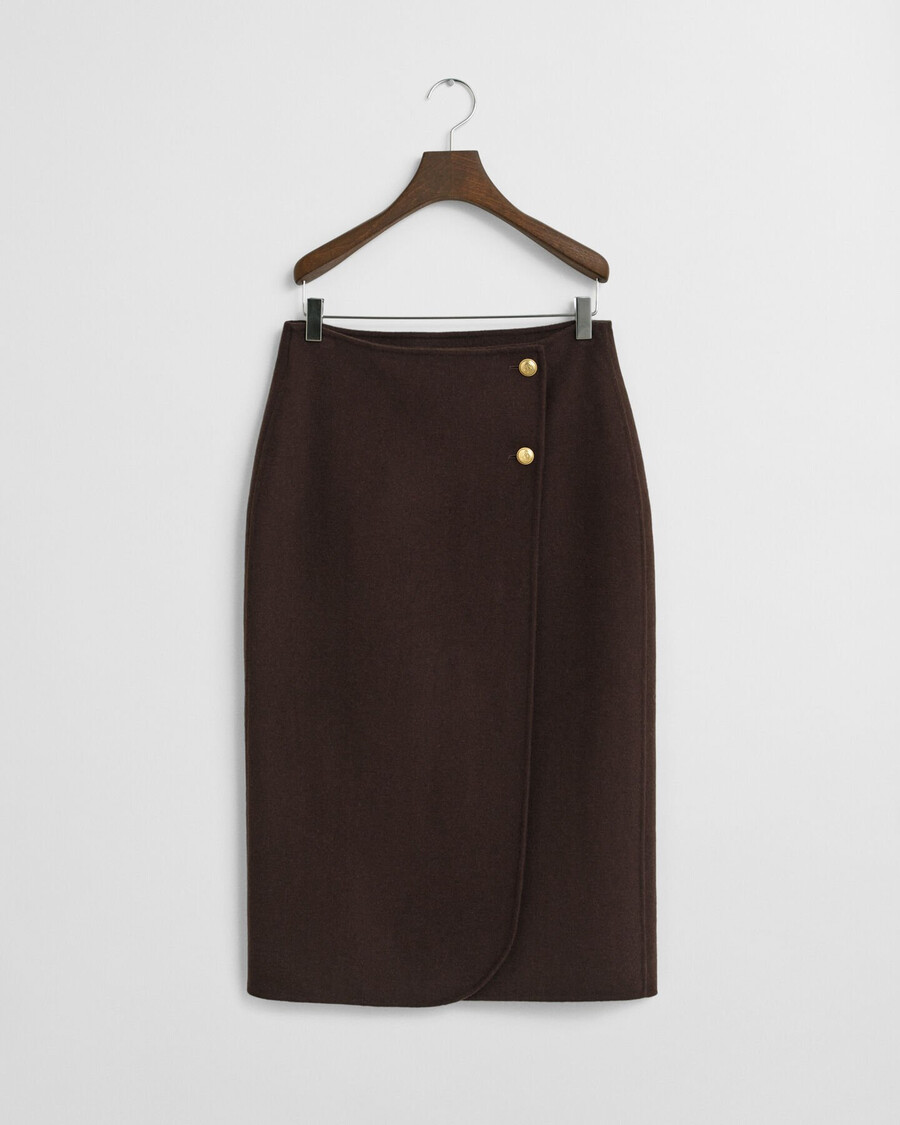midi handstitched wrap skirt - deep brown