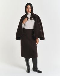 midi handstitched wrap skirt - deep brown