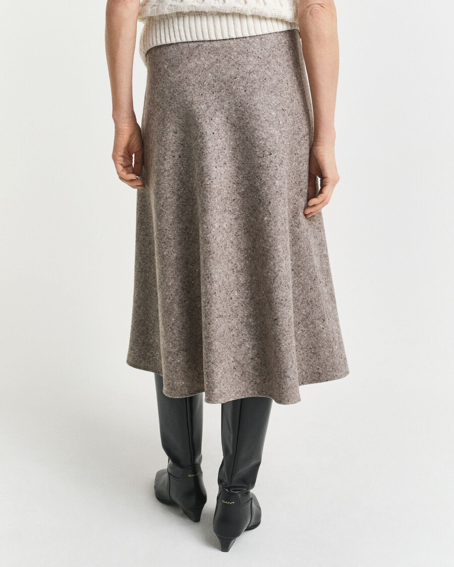 flared wool midi skirt - deep brown