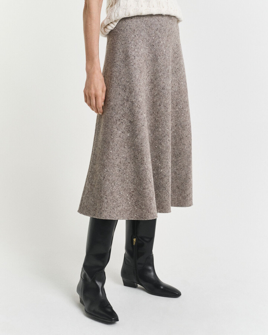 flared wool midi skirt - deep brown