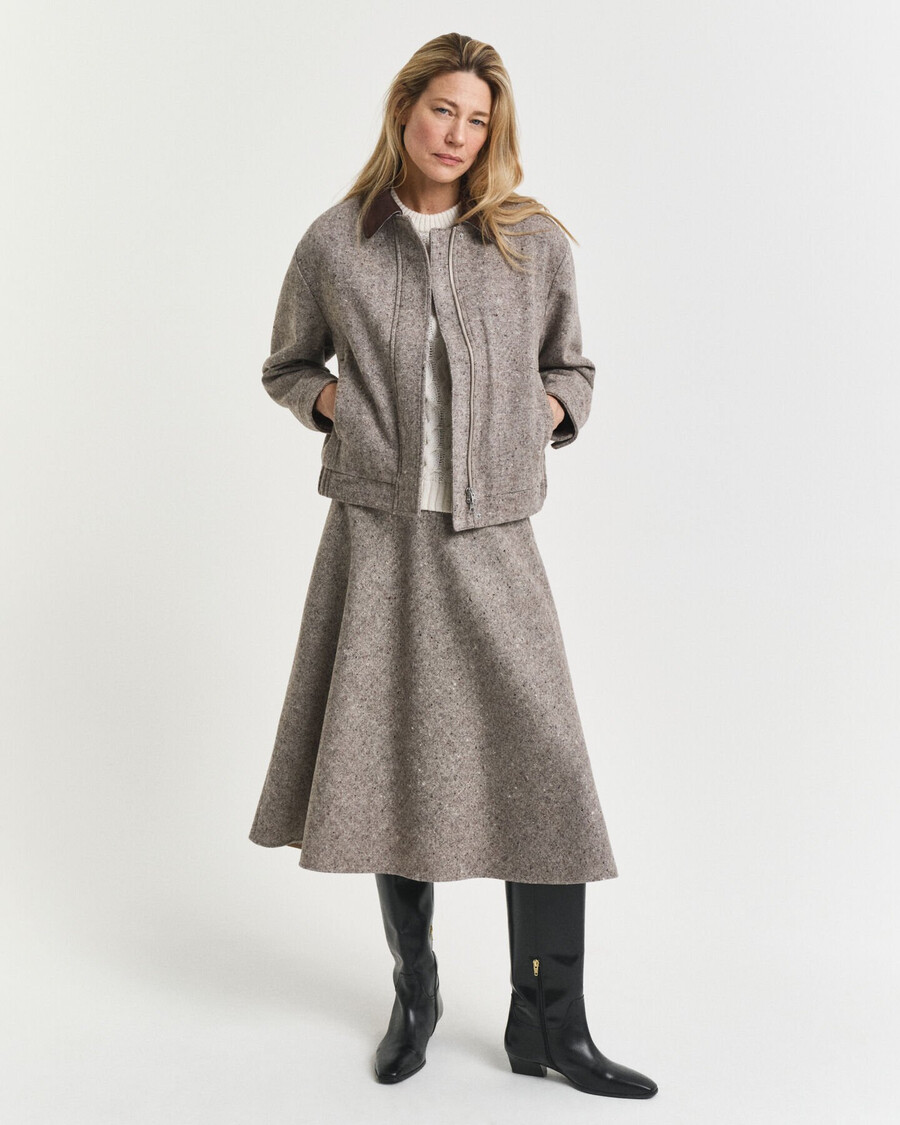 flared wool midi skirt - deep brown