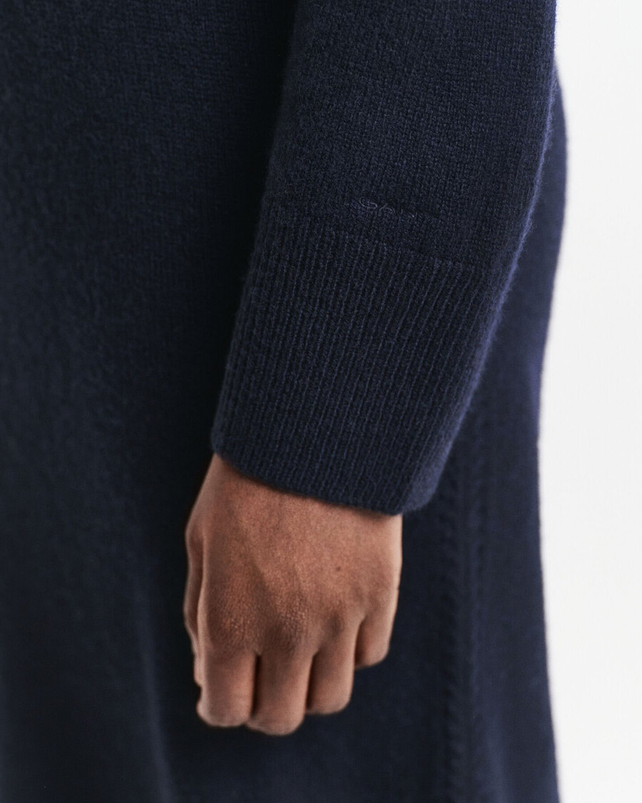 knit detail turtleneck dress - evening blue