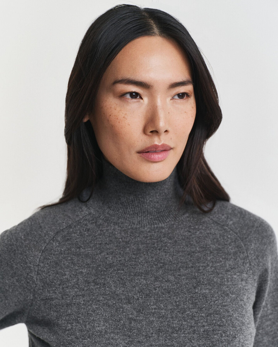 knitted superfine lambswool dress - charcoal melange