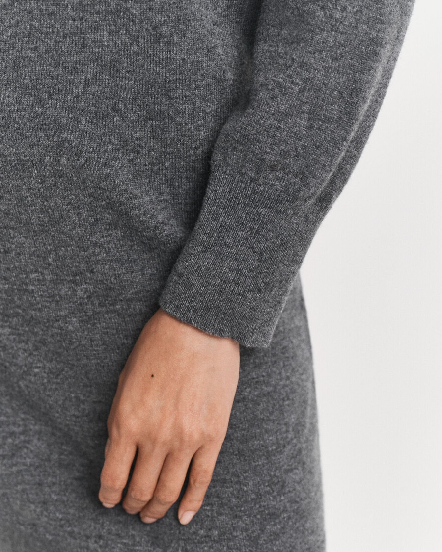 knitted superfine lambswool dress - charcoal melange