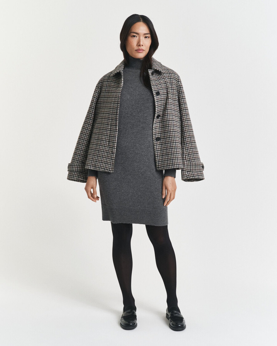 knitted superfine lambswool dress - charcoal melange