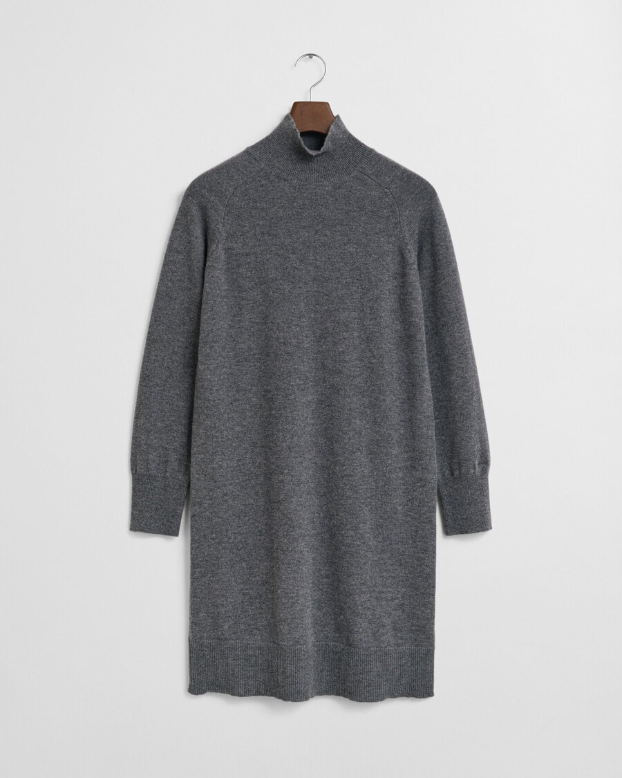 knitted superfine lambswool dress - charcoal melange