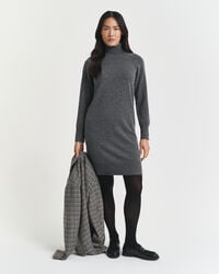 knitted superfine lambswool dress - charcoal melange