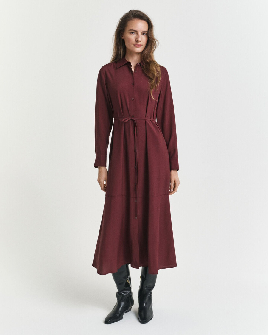 midi viscose shirt dress - plum wine