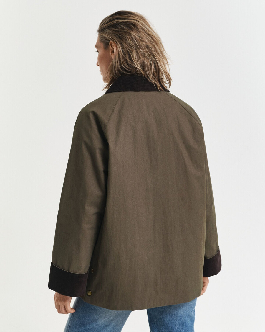 waxed cotton barn jacket - dark moss green