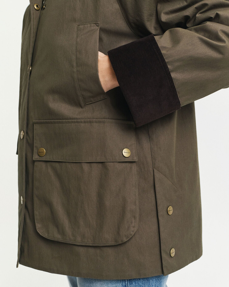 waxed cotton barn jacket - dark moss green