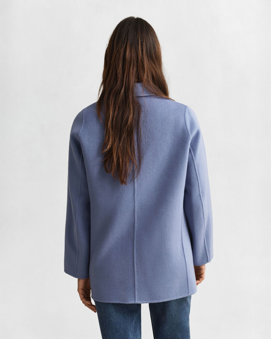 handstitched detail pea coat - faded denim