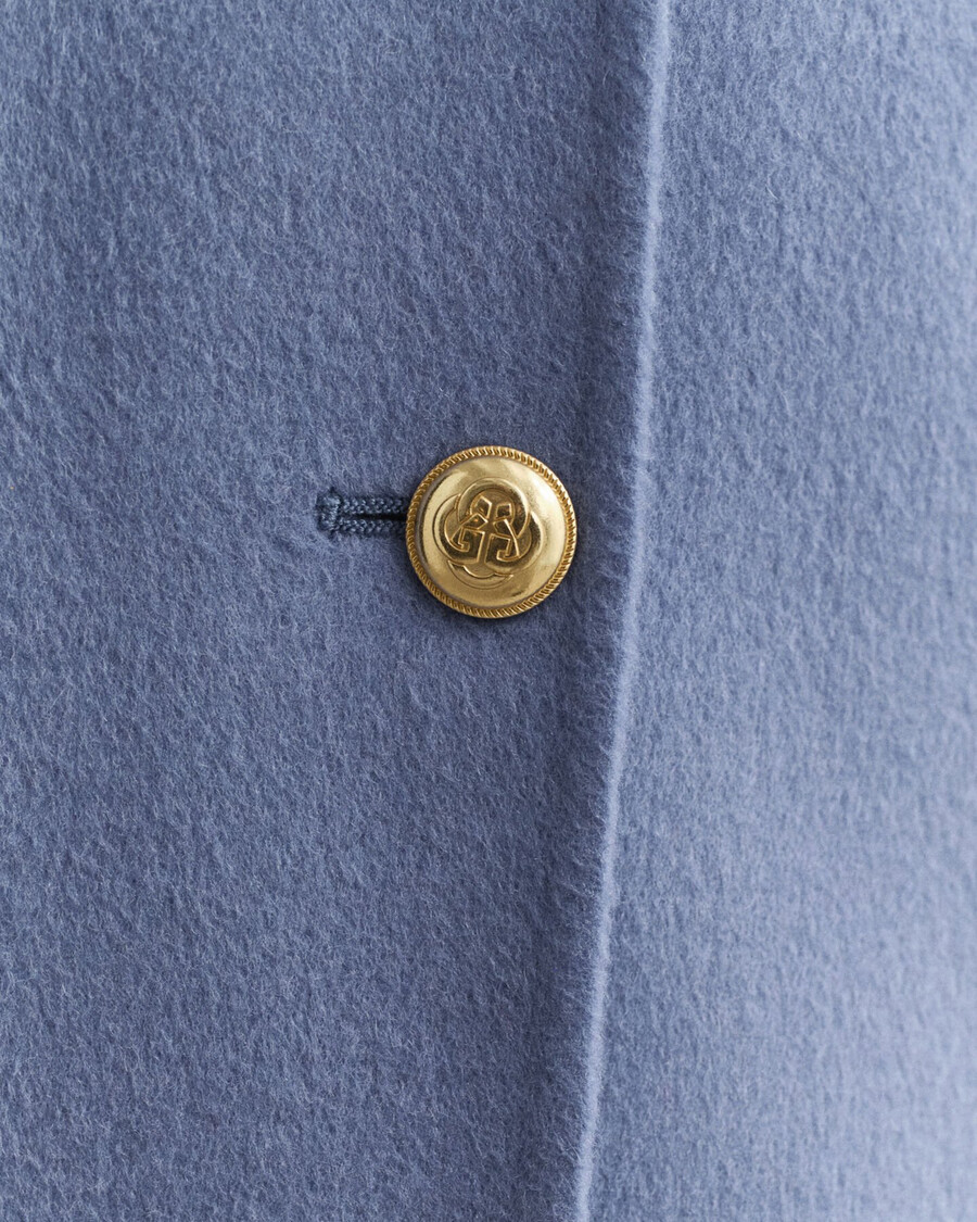 handstitched detail pea coat - faded denim
