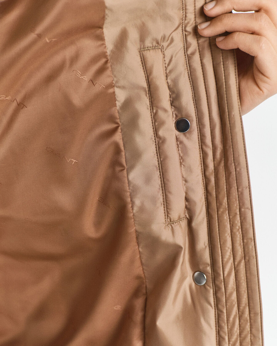 quilted corduroy trim jacket - warm khaki